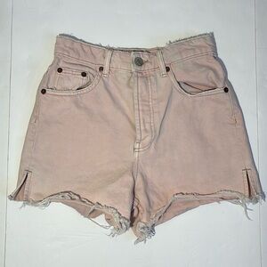 Women's 4 Zara light pastel baby Pink Denim Shorts high rise cutoff shorts Jean